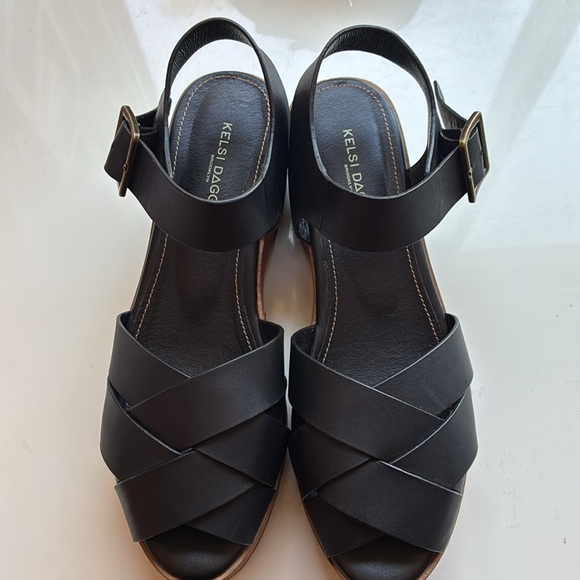 Anthropologie, Kelsey Dagger Webster Black Leather Platform, Clog Sandals - Picture 7 of 10